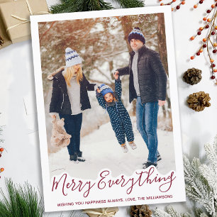Merry Everything Personalized Simple Family Photo Holiday Card