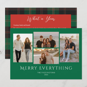 Merry Everything Photo Green Red Plaid Holiday Card