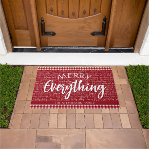 Merry Everything Red Festive Christmas Words Doormat