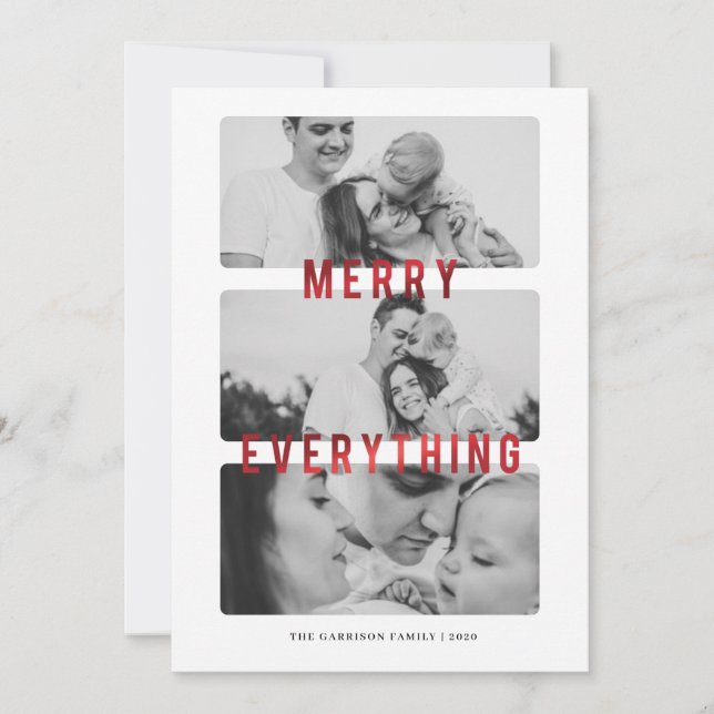 Merry Everything Red Foil Holiday Card (Front)