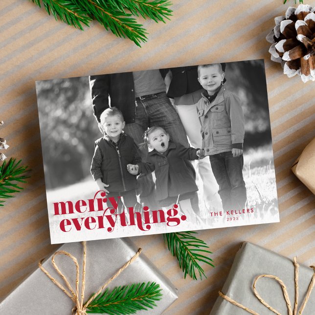 Merry Everything Red & White | Holiday Photo Card (Creator Uploaded)