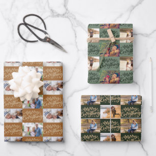 Merry Everything Script  6 Photo Christmas Wrapping Paper Sheet