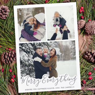 Merry Everything Simple Gray Family Photo Holiday Card