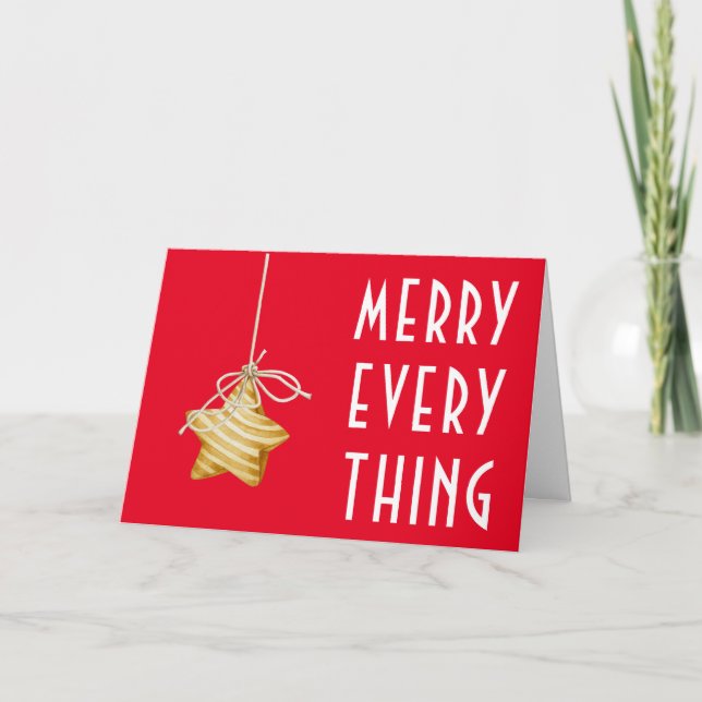 Merry Everything Star Ornament Christmas Card (Front)