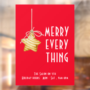 Merry Everything Star Ornament Holiday Window Cling