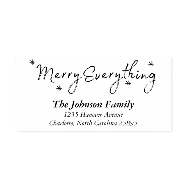 Merry Everything Stars Christmas Holiday Address Self-inking Stamp (Design)