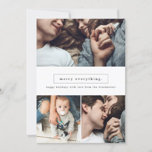 Merry Everything Three Photo Collage Holiday Card