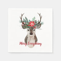 Merry Everything Watercolor Deer Antler Bouquet