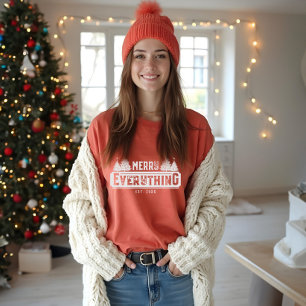 Merry Everything White Vintage Christmas Tree Tri-Blend Shirt