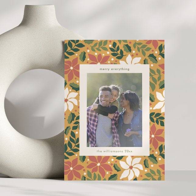 Merry Everything Yellow Green Botanical Photo Holiday Card (Creator Uploaded)