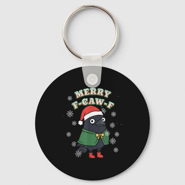 Merry F-caw-f Black Crow Fcawf Christmas Holiday F Key Ring (Front)