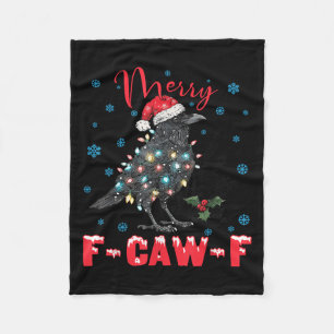 Merry F-caw-f Christmas Black Crow Funny Black Bir Fleece Blanket