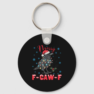 Merry F-caw-f Christmas Black Crow Funny Black Bir Key Ring