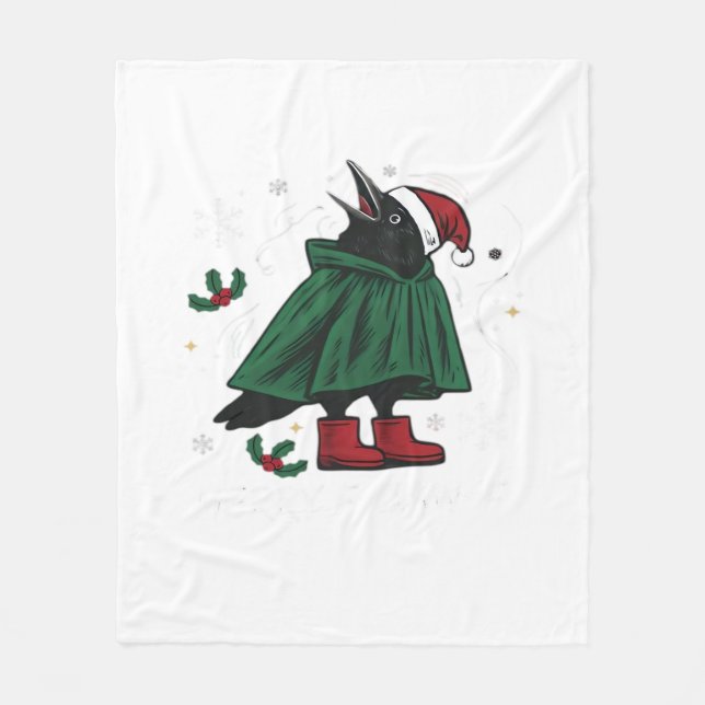 Merry F-Caw-F Classic Funny Graphic Fleece Blanket (Front)