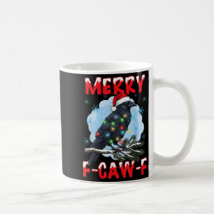 Merry F-caw-f Crow Christmas Snowflake Xmas Lights Coffee Mug