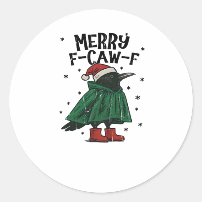 Merry F-Caw-F Essential Minimal Clean Classic Round Sticker (Front)