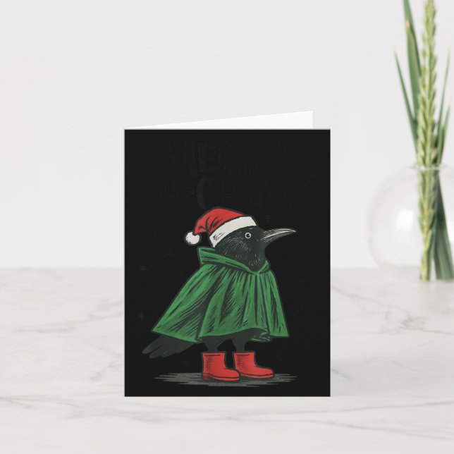 Merry F-caw-f Funny Christmas Black Crow Merry Xma Card (Front)