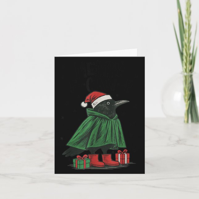 Merry F-caw-f Funny Christmas Black Crow Merry Xma Card (Front)