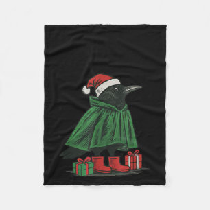 Merry F-caw-f Funny Christmas Black Crow Merry Xma Fleece Blanket