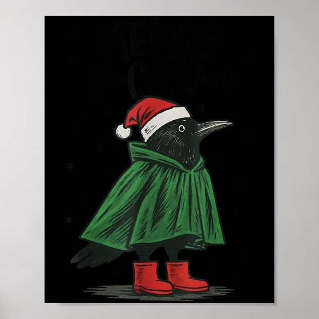 Merry F-caw-f Funny Christmas Black Crow Merry Xma Poster (Front)