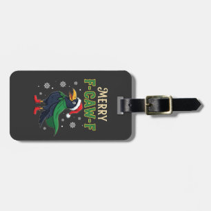 Merry F-Caw-F Funny Christmas Raven Crow Santa Luggage Tag