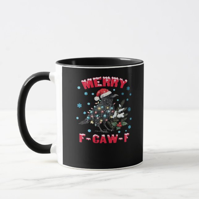 Merry F-Caw-F Funny & Vintage Design Mug (Left)
