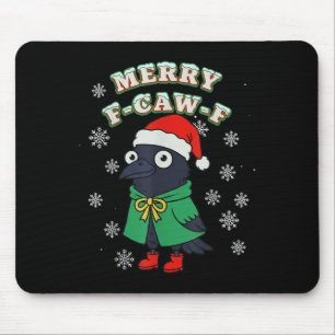 Merry F-caw-f Raven Fcawf Christmas Holiday Crow F Mouse Mat