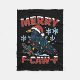 Merry F-caw-f Raven Funny Meme Crow Christmas Adul Fleece Blanket