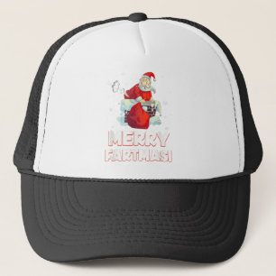 Merry fartmas santa claus farting christmas trucker hat