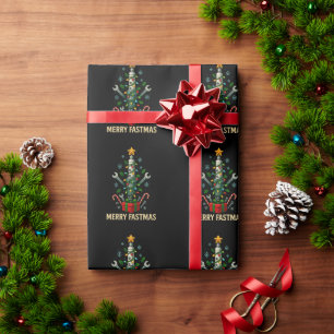 Merry Fastmas Spark Plug Christmas Tree Mechanic  Wrapping Paper