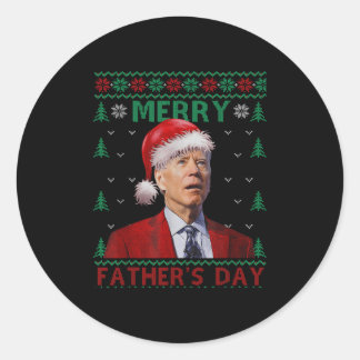 Merry Fathers Day Santa Joe Biden Christmas Ugly S Classic Round Sticker