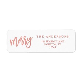 Merry Faux Rose Gold Foil | Holiday Address Labels