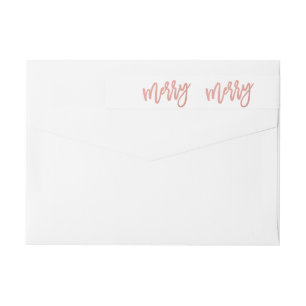 Merry Faux Rose Gold Foil Holiday Wraparound Label