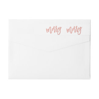 Merry Faux Rose Gold Foil Holiday Wraparound Label