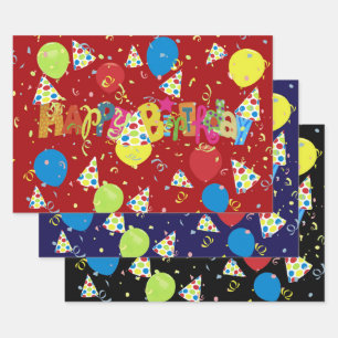 Merry Festive Joyous Birthday Wrapping Paper Sheet