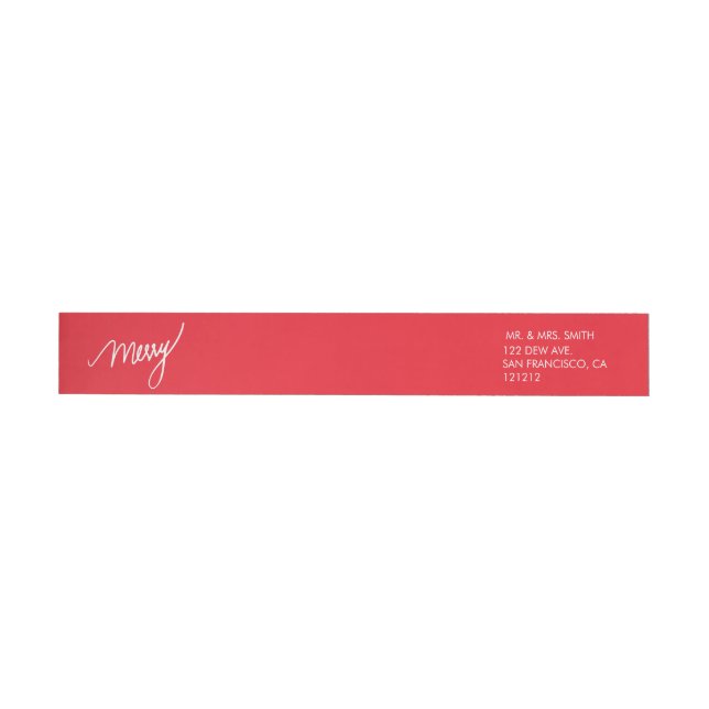 Merry | Festive Red Hand Lettered Christmas Wraparound Address Label (Individual)