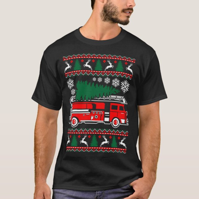 Merry Firefighter Ugly Christmas Sweater Funny Tsh (Front)