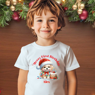 Merry First Birthday Christmas Baby Gift T-Shirt