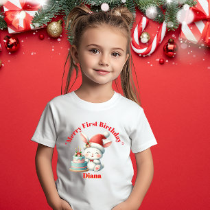 Merry First Birthday Christmas Baby Gift T-Shirt