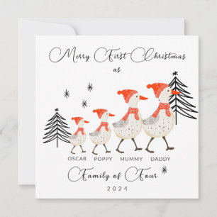 Merry First Christmas As Family Of Four Holiday Card