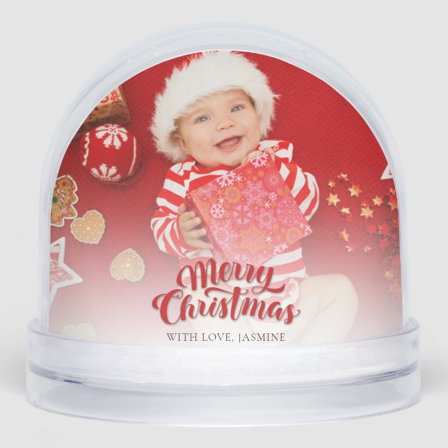 Merry First Christmas Baby Photos with Mum Custom Snowglobe (Front)
