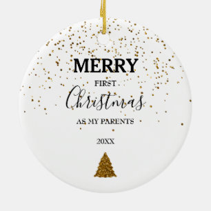 Merry First Christmas Parents Baby Photo Ceramic Tree Decoration