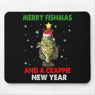 Merry Fishmas And A Crappie New Year Fishing Funny Mouse Mat