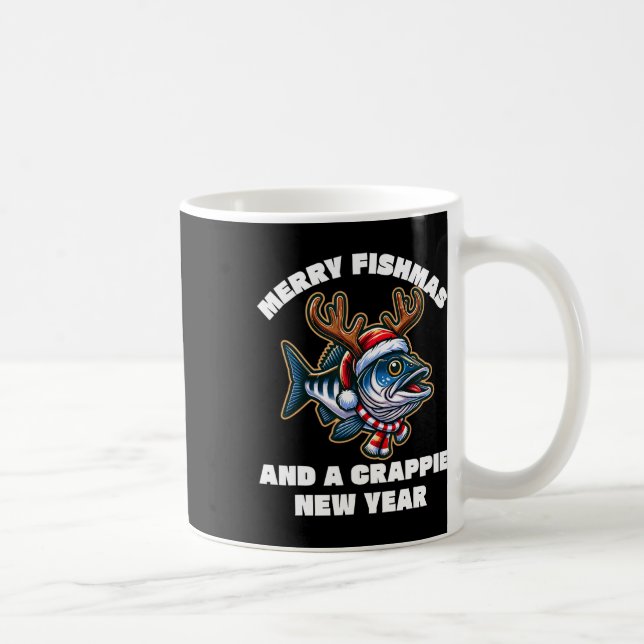 Merry Fishmas And A Crappie New Year Fishing Pun 1 Coffee Mug (Right)