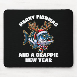 Merry Fishmas And A Crappie New Year Fishing Pun 1 Mouse Mat