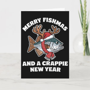 Merry Fishmas And A Crappie New Year Fishing Pun  Card