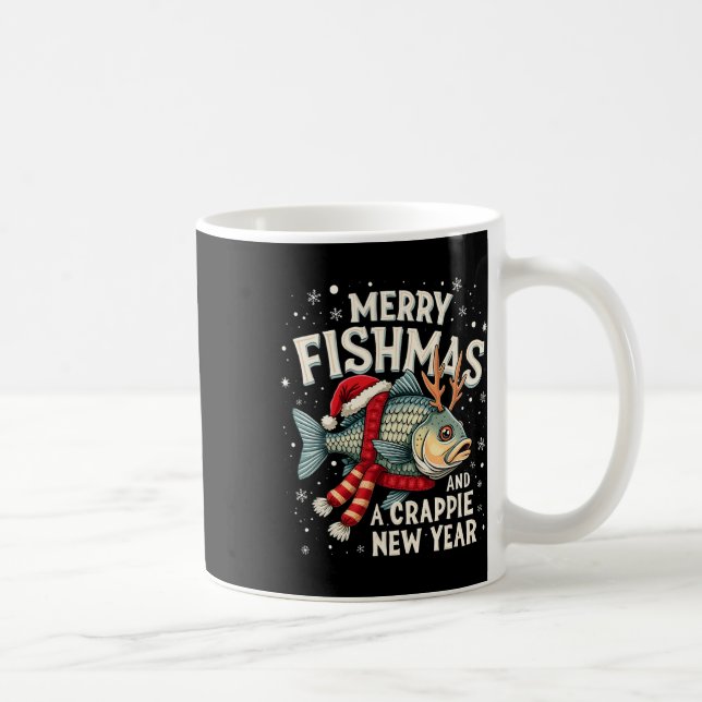 Merry Fishmas And A Crappie New Year Funny Fishing Coffee Mug (Right)
