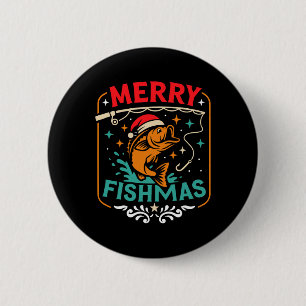 Merry Fishmas B Fish Christmas Ugly Sweater Xmas F 6 Cm Round Badge