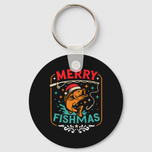 Merry Fishmas B Fish Christmas Ugly Sweater Xmas F Key Ring