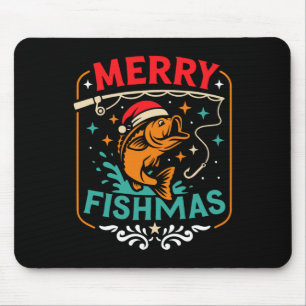 Merry Fishmas B Fish Christmas Ugly Sweater Xmas F Mouse Mat